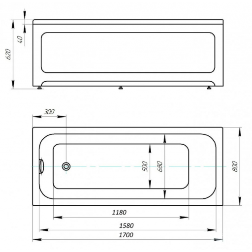 Ванна акриловая Aquatek Мия белая 170x80 см MIY170-0000032